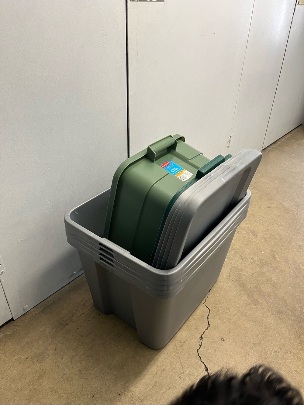 Rubbermaid Green and Gray Stackable Storage Bins